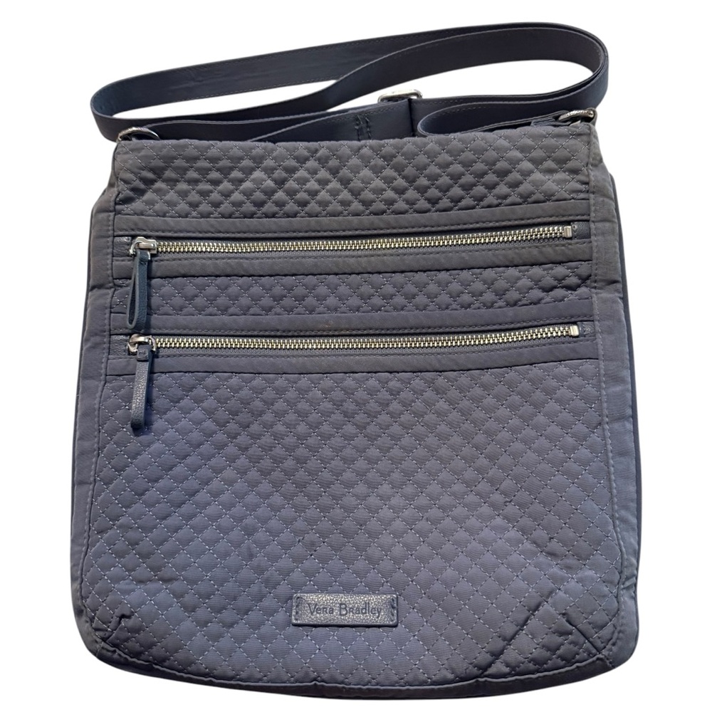 Vera Bradley Triple Zip Gray Quilted Women’s Crossbody Bag